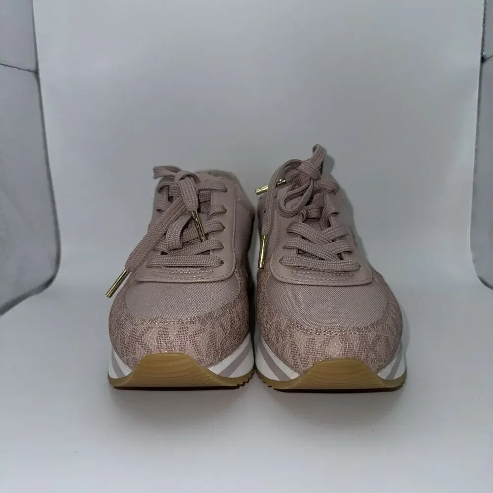 Michael Kors Allie Trainer Pink Gold Logo Platform Sneakers Women’s 6.5M